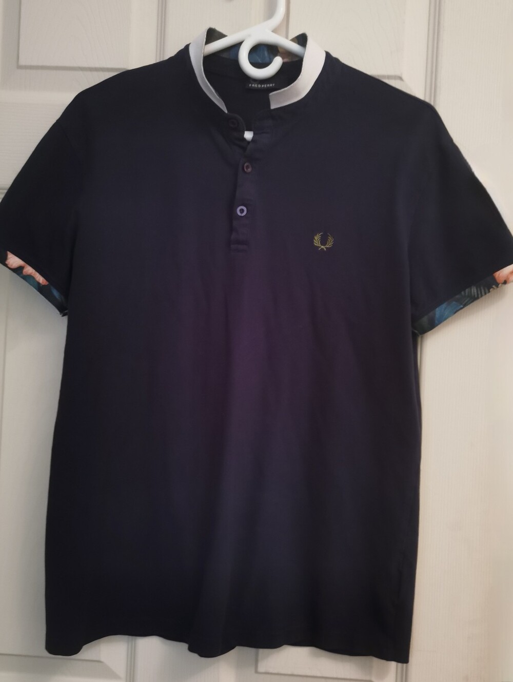 Fred Perry Navy Short-Sleeve Polo with Contrast Collar
